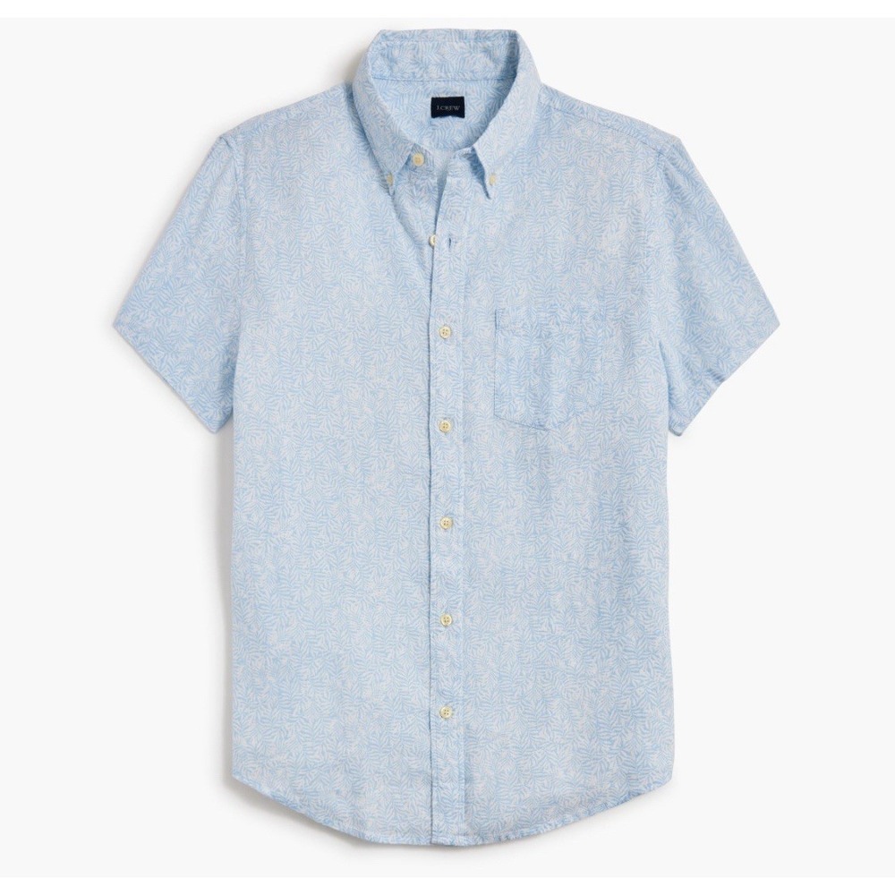 J.Crew Shirt‎ Mens Printed Short-Sleeve Linen-Blend Shirt Size XL Tropical BN322